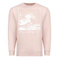 Pale Pink the great wave off kanagawa Premium Sweatshirt - artisFamous
