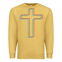 Antique Gold A Neon Christian Cross Premium Sweatshirt - artisFamous