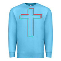 Ocean Blue A Neon Christian Cross Premium Sweatshirt - artisFamous
