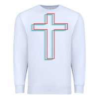 White A Neon Christian Cross Premium Sweatshirt - artisFamous