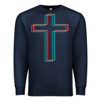 Navy A Neon Christian Cross Premium Sweatshirt - artisFamous