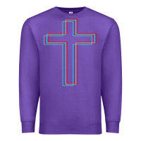 Purple A Neon Christian Cross Premium Sweatshirt - artisFamous