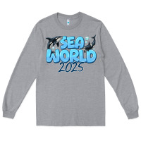 Heather Grey Sea World 2025 Long Sleeve Tee - CowhideDigitalArt