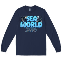 Navy Sea World 2025 Long Sleeve Tee - CowhideDigitalArt