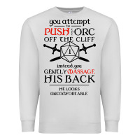 Dove Grey tabletop rpg d20 orc massage critical failure Premium Sweatshirt - artisFamous