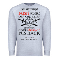 Heather Grey tabletop rpg d20 orc massage critical failure Premium Sweatshirt - artisFamous