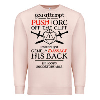 Pale Pink tabletop rpg d20 orc massage critical failure Premium Sweatshirt - artisFamous