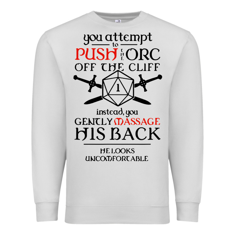 Tabletop Rpg D20 Orc Massage Critical Failure Premium Sweatshirt by artisFamous | Teevron