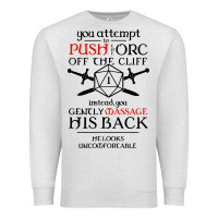 Oatmeal Heather tabletop rpg d20 orc massage critical failure Premium Sweatshirt - artisFamous