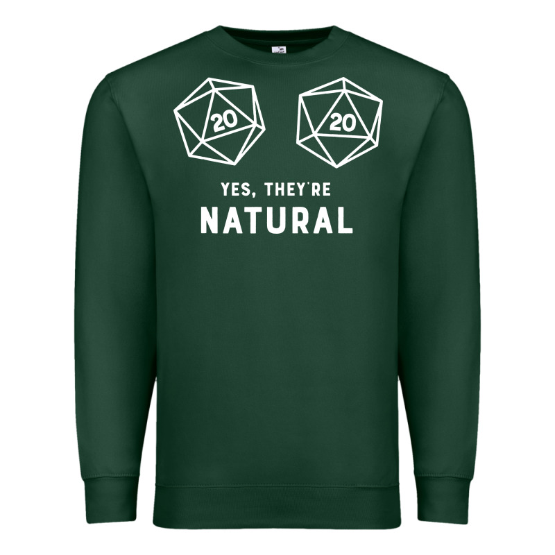 Yes They're Natural 20 Dice Funny Rpg Gamer Premium Sweatshirt by artisFamous | Teevron