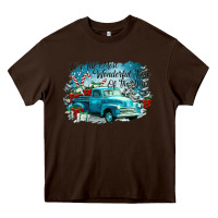 Chocolate Brown its the wonderful time of the year truck Heavy Core Tee - CowGirlArtShop