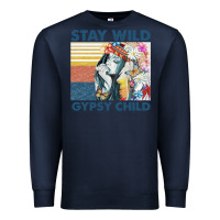 Navy stay wild gypsy child letter rainbow Premium Sweatshirt - artisFamous