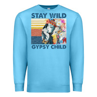 Ocean Blue stay wild gypsy child letter rainbow Premium Sweatshirt - artisFamous