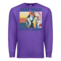 Purple stay wild gypsy child letter rainbow Premium Sweatshirt - artisFamous