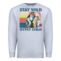 Heather Grey stay wild gypsy child letter rainbow Premium Sweatshirt - artisFamous