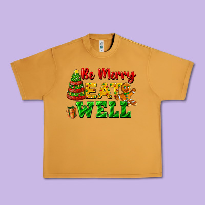 Be Merry Eat Well Urban Heavy Tee Designed By Fadigitalartstudio