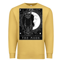 Antique Gold tarot card crescent moon and cat graphic Premium Sweatshirt - artisFamous