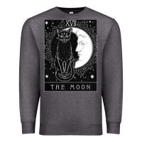 Charcoal Heather tarot card crescent moon and cat graphic Premium Sweatshirt - artisFamous