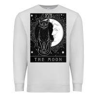 Dove Grey tarot card crescent moon and cat graphic Premium Sweatshirt - artisFamous
