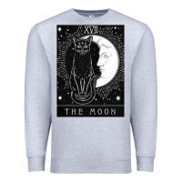 Heather Grey tarot card crescent moon and cat graphic Premium Sweatshirt - artisFamous