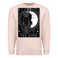 Pale Pink tarot card crescent moon and cat graphic Premium Sweatshirt - artisFamous