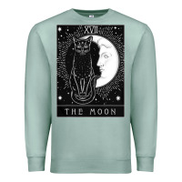 Seafoam tarot card crescent moon and cat graphic Premium Sweatshirt - artisFamous