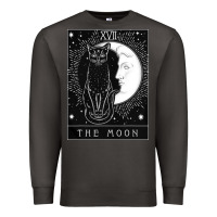 Smoke tarot card crescent moon and cat graphic Premium Sweatshirt - artisFamous