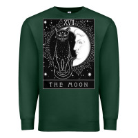 Sports Green tarot card crescent moon and cat graphic Premium Sweatshirt - artisFamous