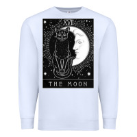 White tarot card crescent moon and cat graphic Premium Sweatshirt - artisFamous