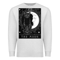 Oatmeal Heather tarot card crescent moon and cat graphic Premium Sweatshirt - artisFamous