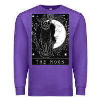 Purple tarot card crescent moon and cat graphic Premium Sweatshirt - artisFamous