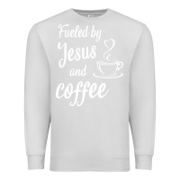 Dove Grey Fueled by jesus and coffee Premium Sweatshirt - artisFamous