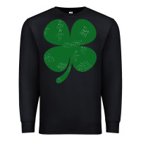 Black distressed green four leaf clover Premium Sweatshirt - artisFamous