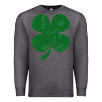 Charcoal Heather distressed green four leaf clover Premium Sweatshirt - artisFamous
