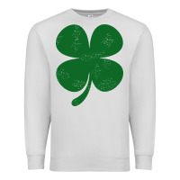 Dove Grey distressed green four leaf clover Premium Sweatshirt - artisFamous
