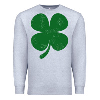 Heather Grey distressed green four leaf clover Premium Sweatshirt - artisFamous