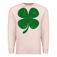 Pale Pink distressed green four leaf clover Premium Sweatshirt - artisFamous