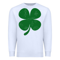 White distressed green four leaf clover Premium Sweatshirt - artisFamous
