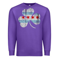 Purple irish chicago flag shamrock Premium Sweatshirt - artisFamous
