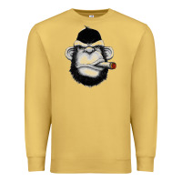 Antique Gold Monkey Smoking Premium Sweatshirt - artisFamous