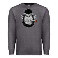 Charcoal Heather Monkey Smoking Premium Sweatshirt - artisFamous