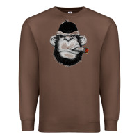 Chestnut Monkey Smoking Premium Sweatshirt - artisFamous