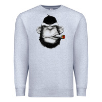 Heather Grey Monkey Smoking Premium Sweatshirt - artisFamous