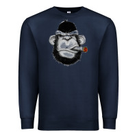 Navy Monkey Smoking Premium Sweatshirt - artisFamous