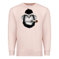 Pale Pink Monkey Smoking Premium Sweatshirt - artisFamous