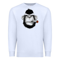 White Monkey Smoking Premium Sweatshirt - artisFamous