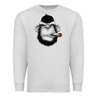 Dove Grey Monkey Smoking Premium Sweatshirt - artisFamous