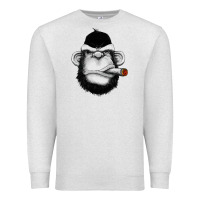 Oatmeal Heather Monkey Smoking Premium Sweatshirt - artisFamous
