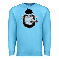 Ocean Blue Monkey Smoking Premium Sweatshirt - artisFamous