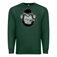 Sports Green Monkey Smoking Premium Sweatshirt - artisFamous